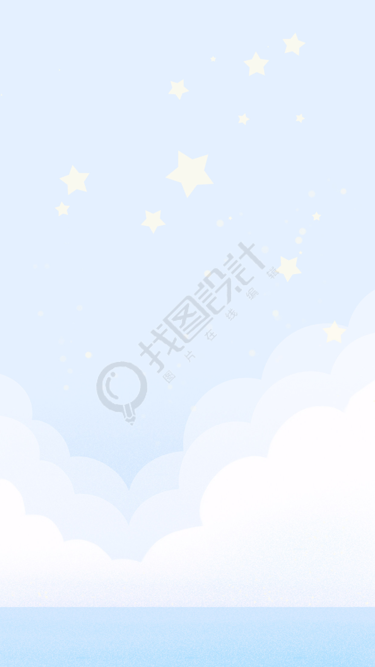 梦幻浅蓝色天空白色星星背景