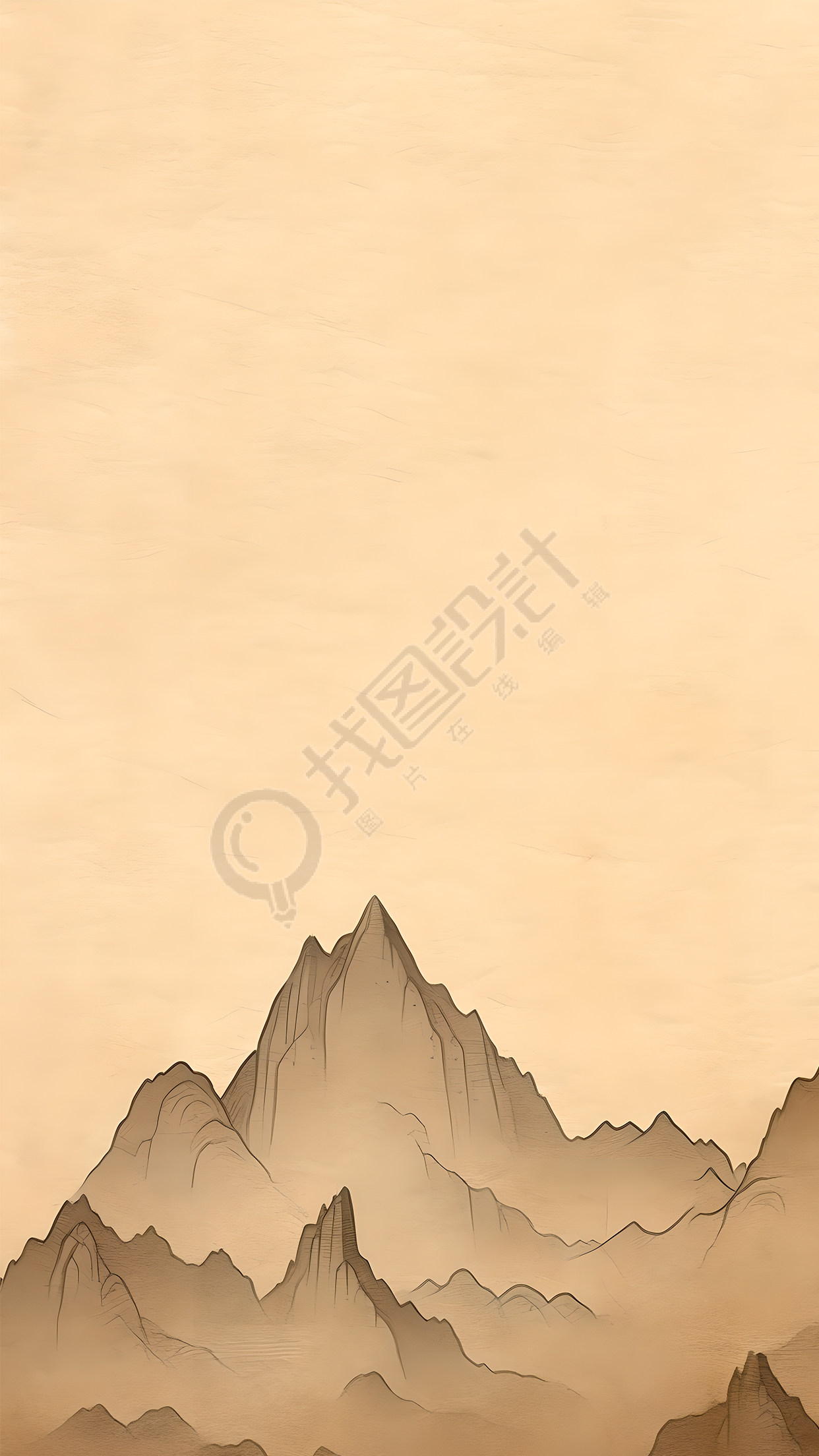 古风远山复古主题背景 