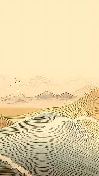 线条山脉创意复古背景 