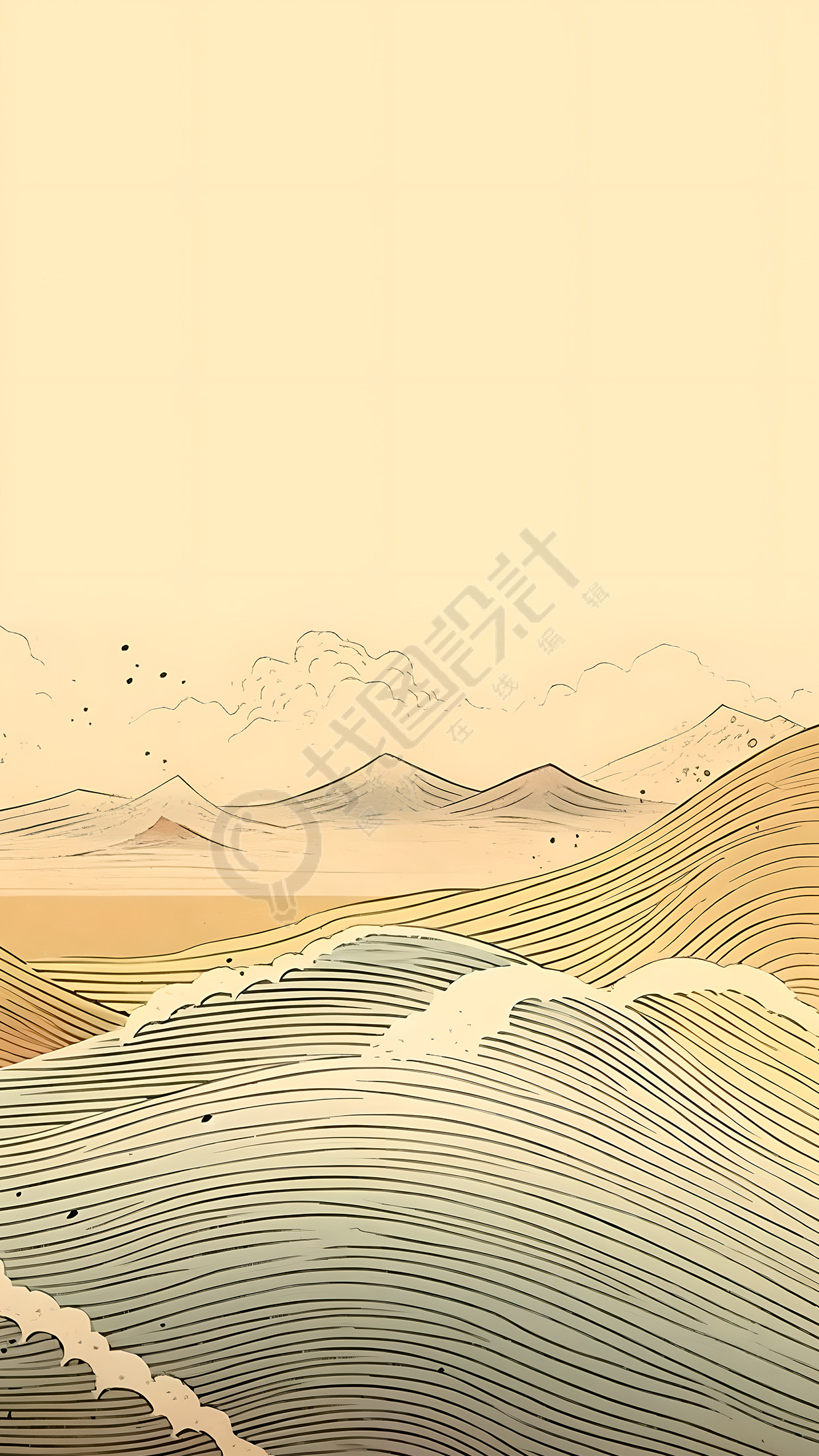 线条山脉创意复古背景 