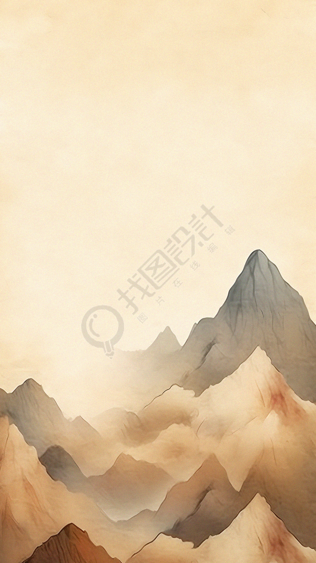 复古画纸远山风光背景 