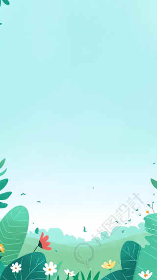 春天简约花草背景