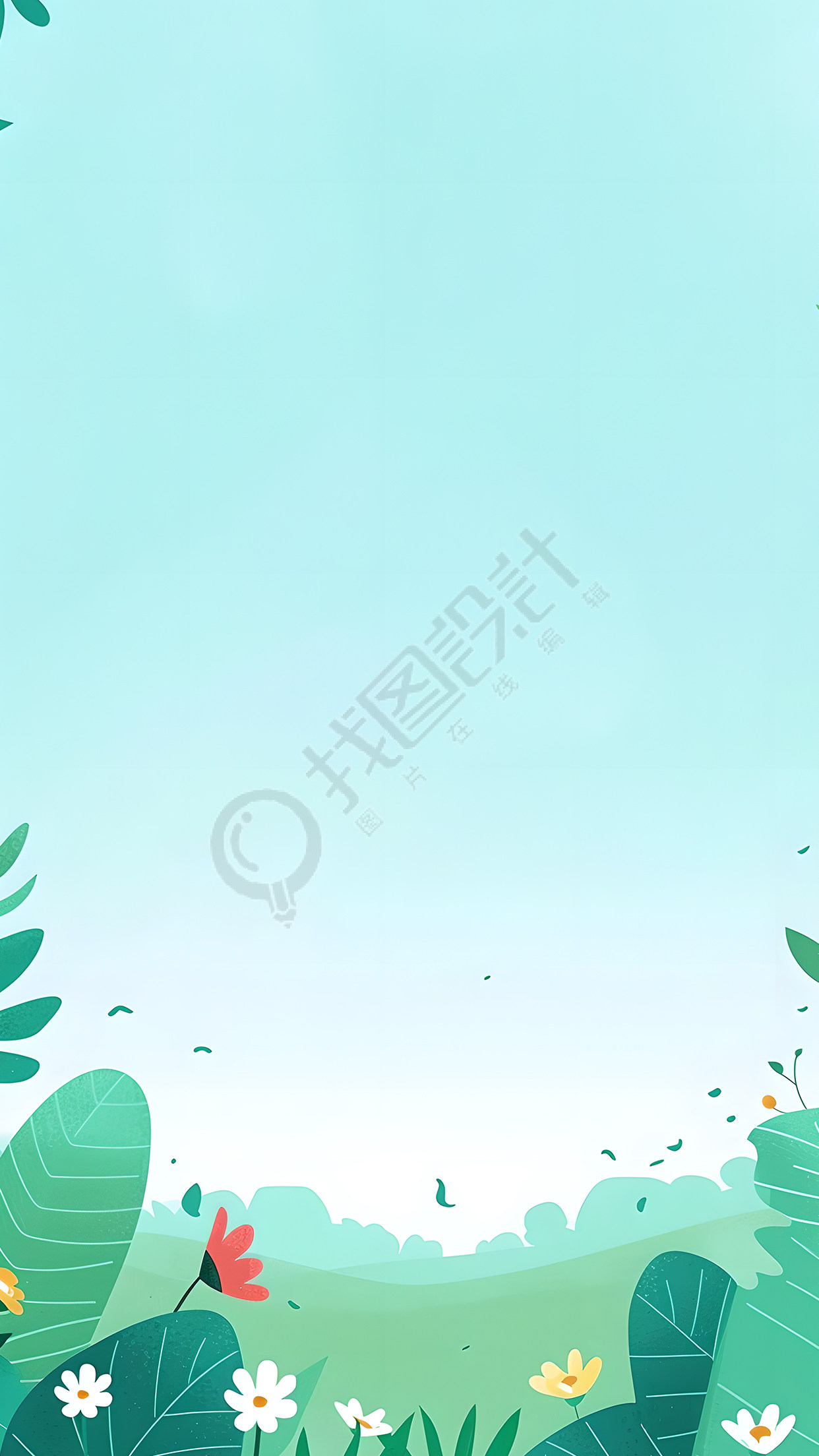 春天简约花草背景