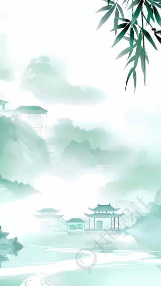 清明水墨山水背景