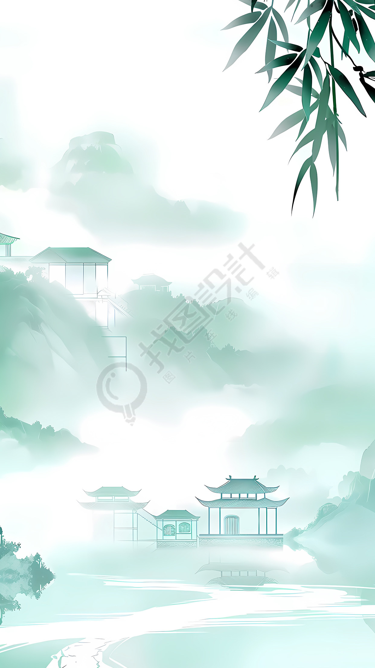 清明水墨山水背景