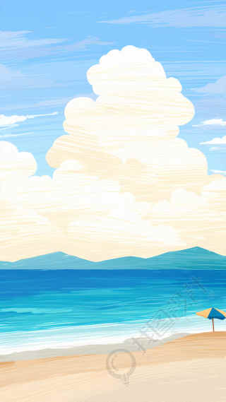 夏日沙滩小清新背景