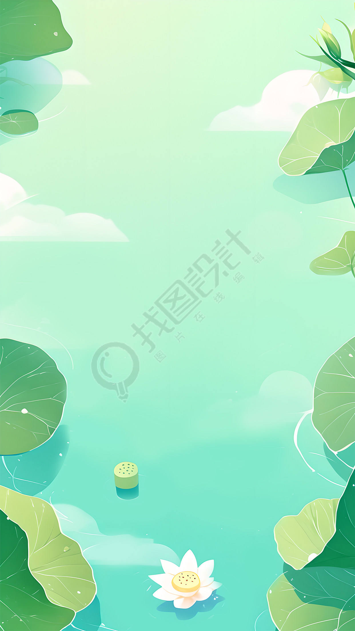 小暑时节荷叶清新背景