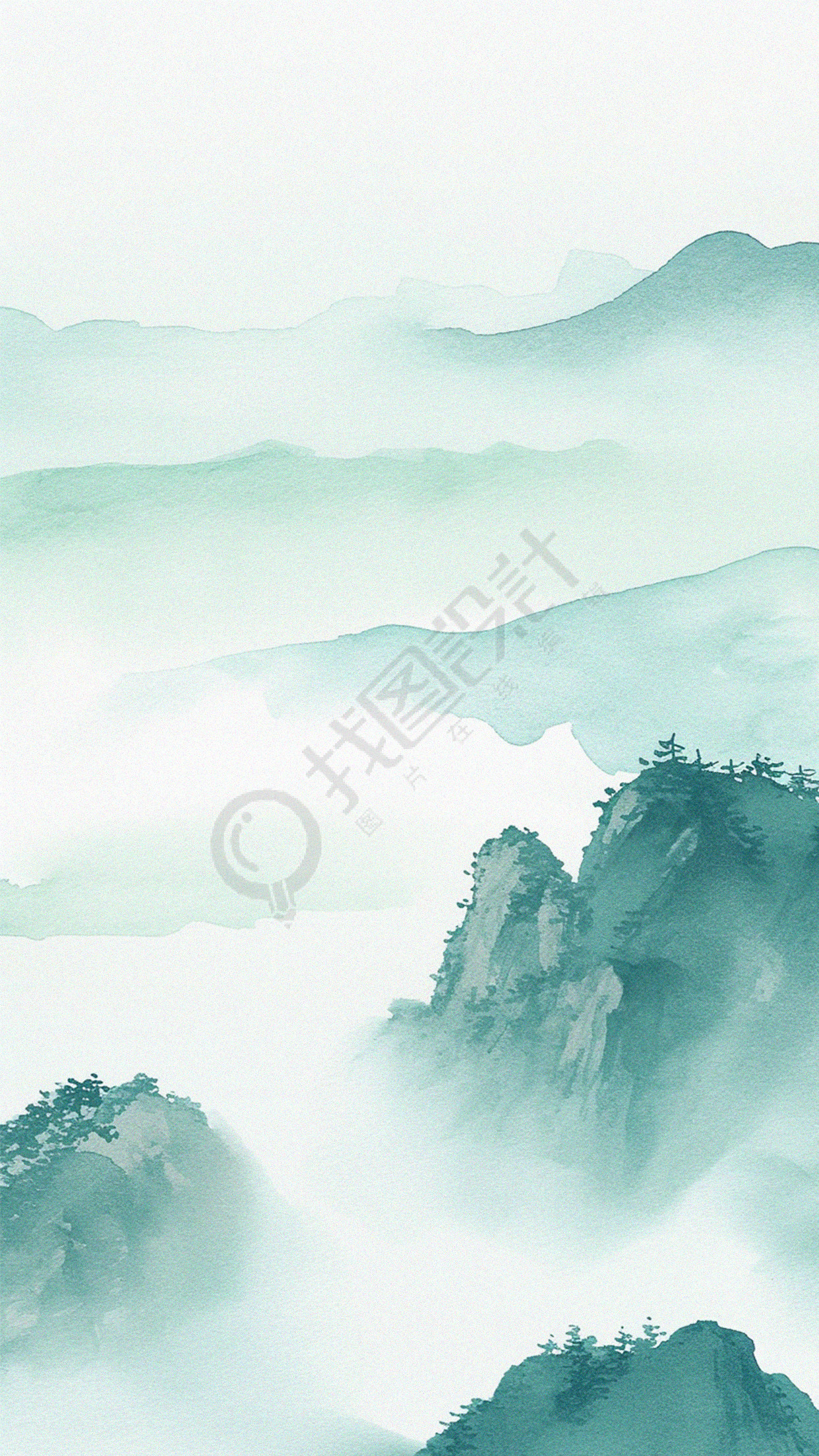 水墨远山古风背景