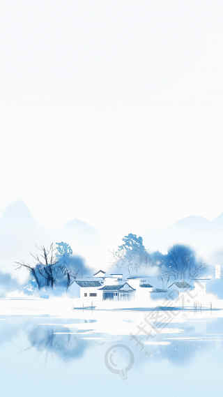 江南水乡唯美冬天背景
