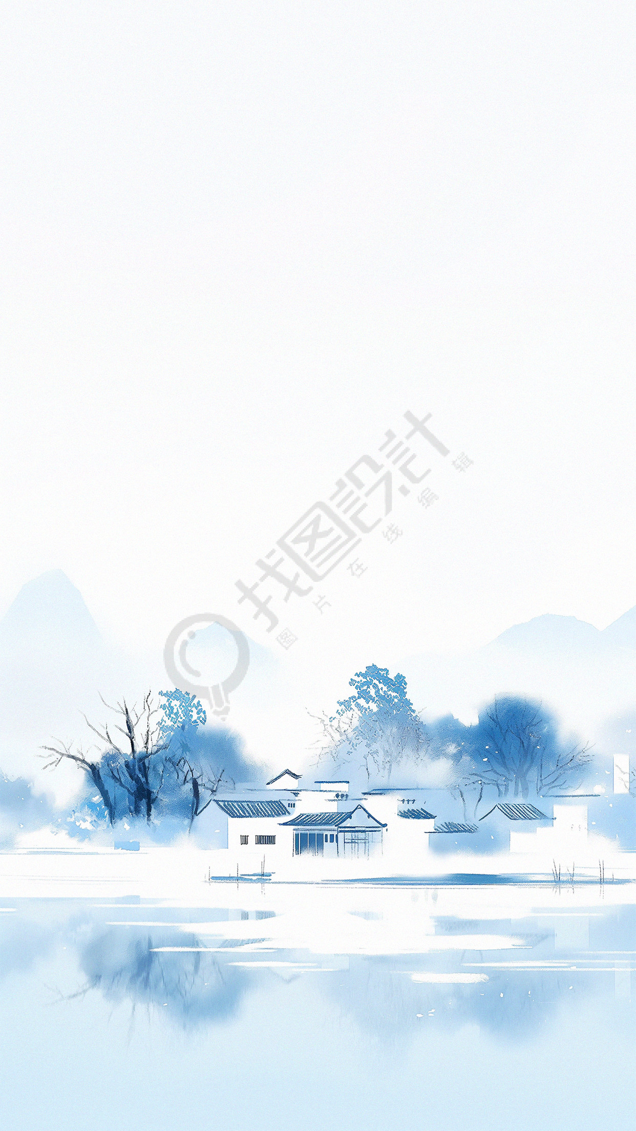 江南水乡唯美冬天背景