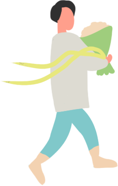 抱着花的男人