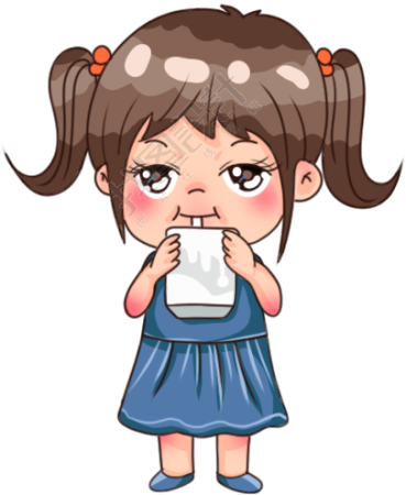 喝奶的小女孩
