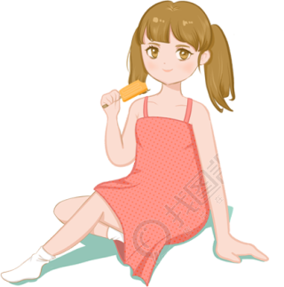 吃冰棍的小女孩