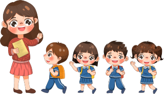 放学排队等候的小学生
