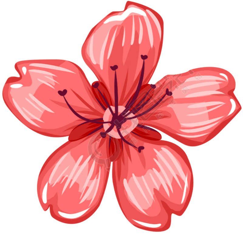 手绘季节红色花朵