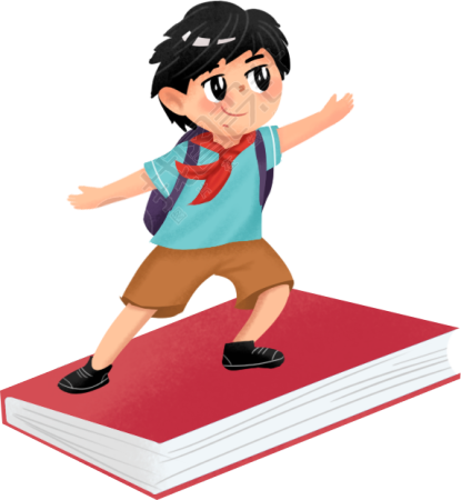 站在书上的小男孩