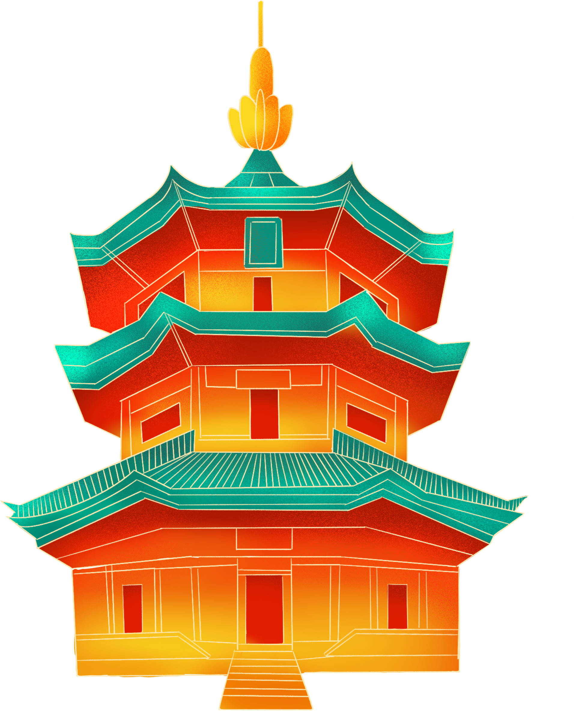 国潮风古塔建筑