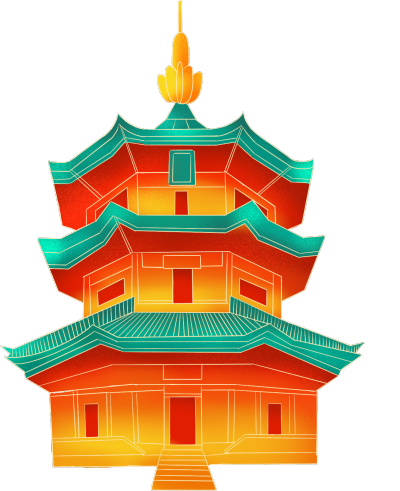 国潮风古塔建筑