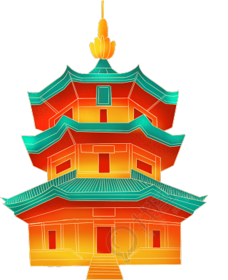国潮风古塔建筑