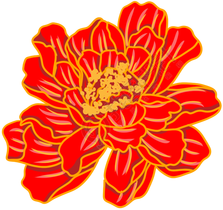 手绘立体牡丹花