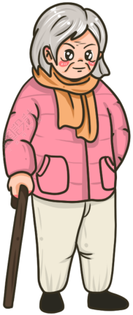 手插兜短发老奶奶