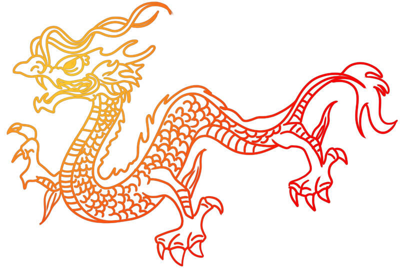 手绘线条渐变龙