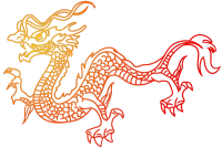 手绘线条渐变龙