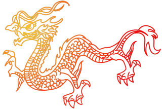 手绘线条渐变龙