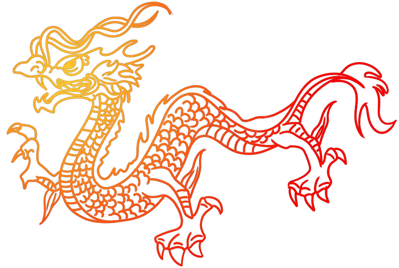手绘线条渐变龙