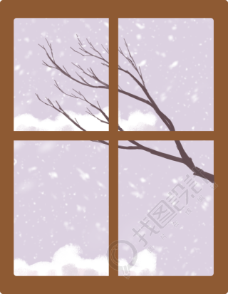 冬至节气窗户雪景