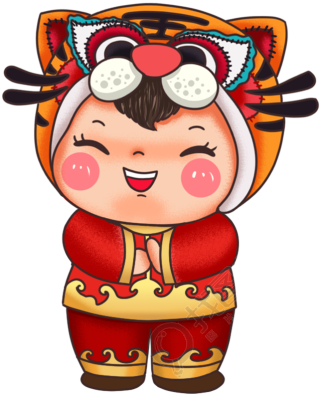 春节喜庆虎年娃娃