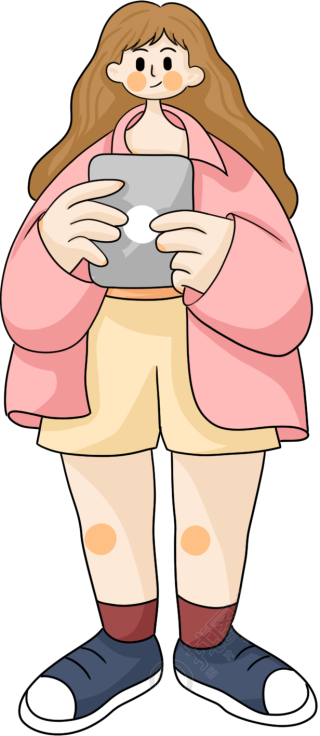 拿平板的胖女孩
