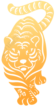 金色渐变剪纸老虎