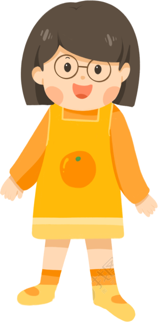 卡通可爱戴眼镜女孩
