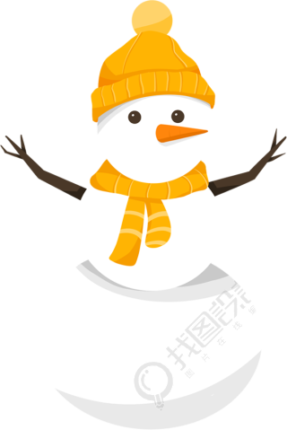 卡通戴帽子雪人