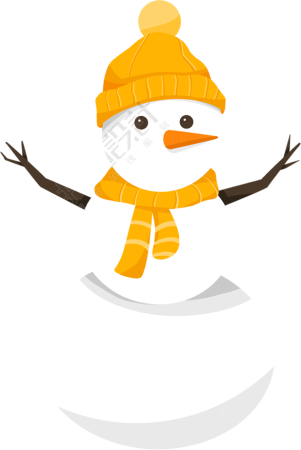 卡通戴帽子雪人