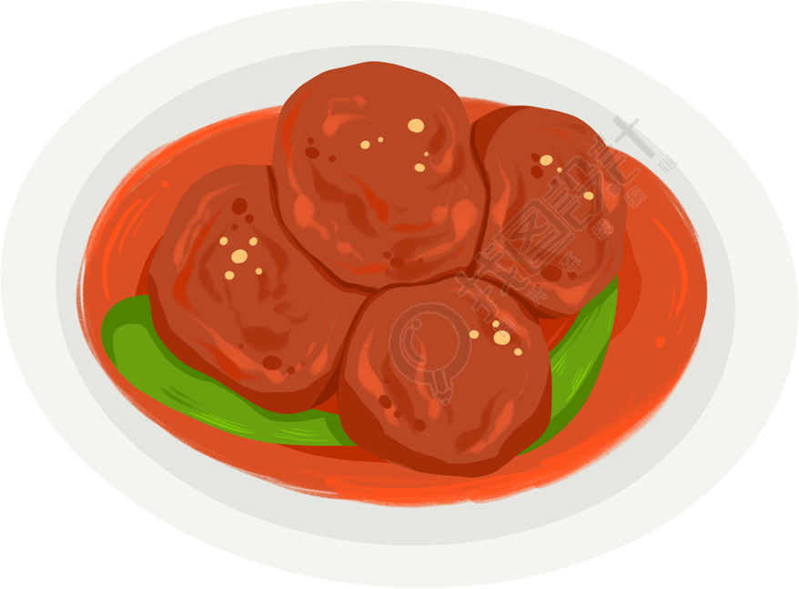 卡通美食肉丸子