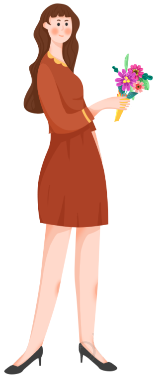 手捧鲜花长发女生