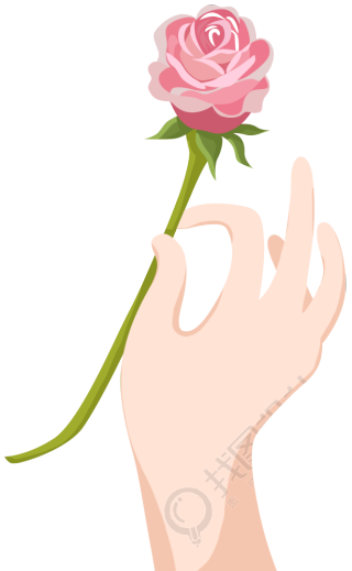 手拿玫瑰