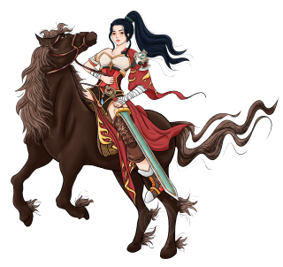 手绘古风花木兰将军