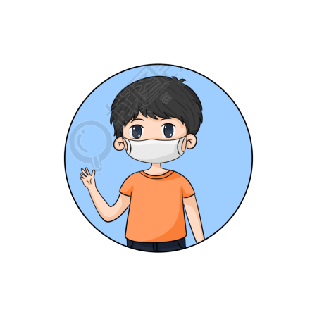 疫情防控戴口罩男孩图标