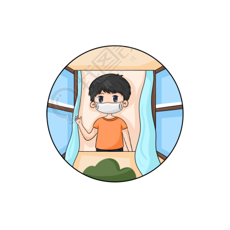 疫情防控开窗通风男孩
