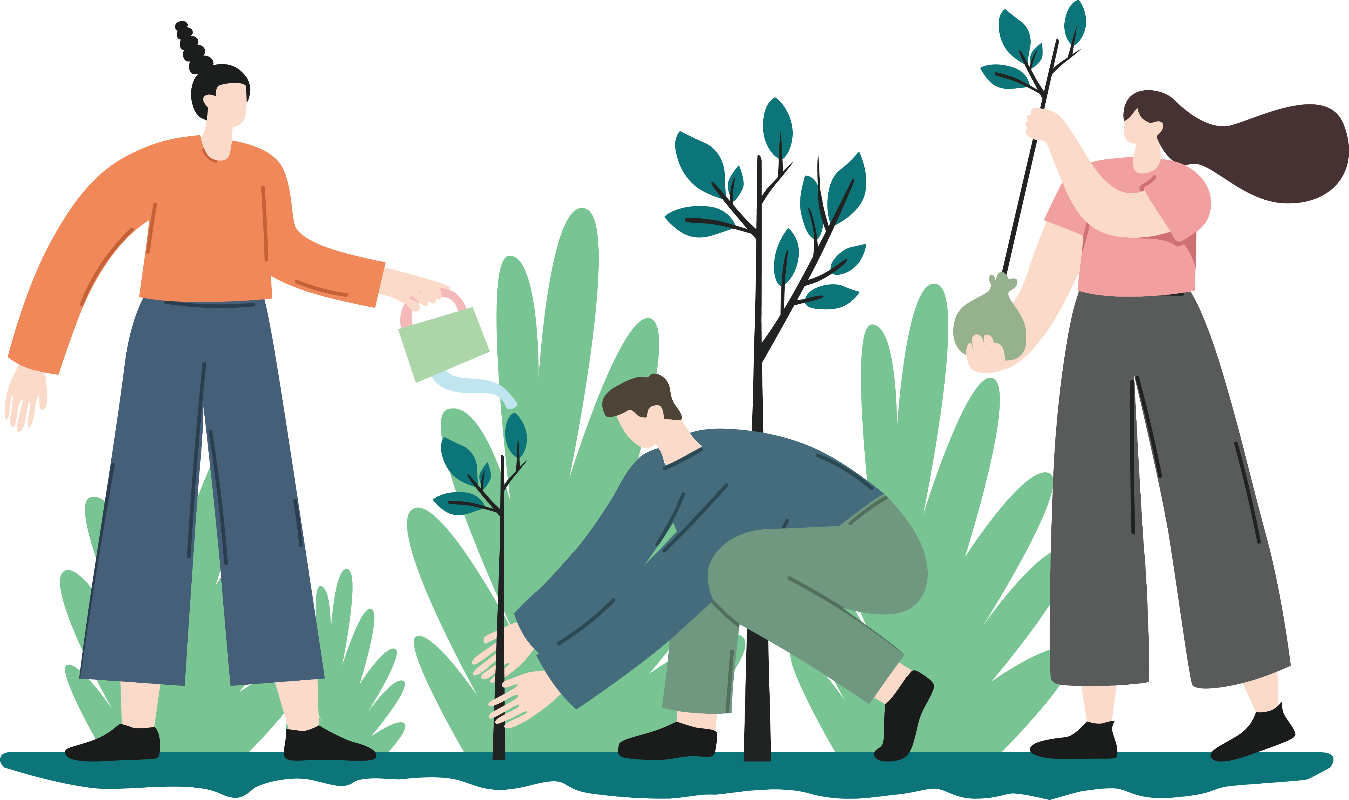 植树节种树插画人物