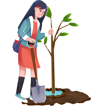 植树节植树女孩
