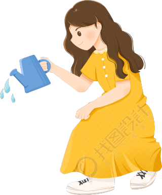 浇水小女孩
