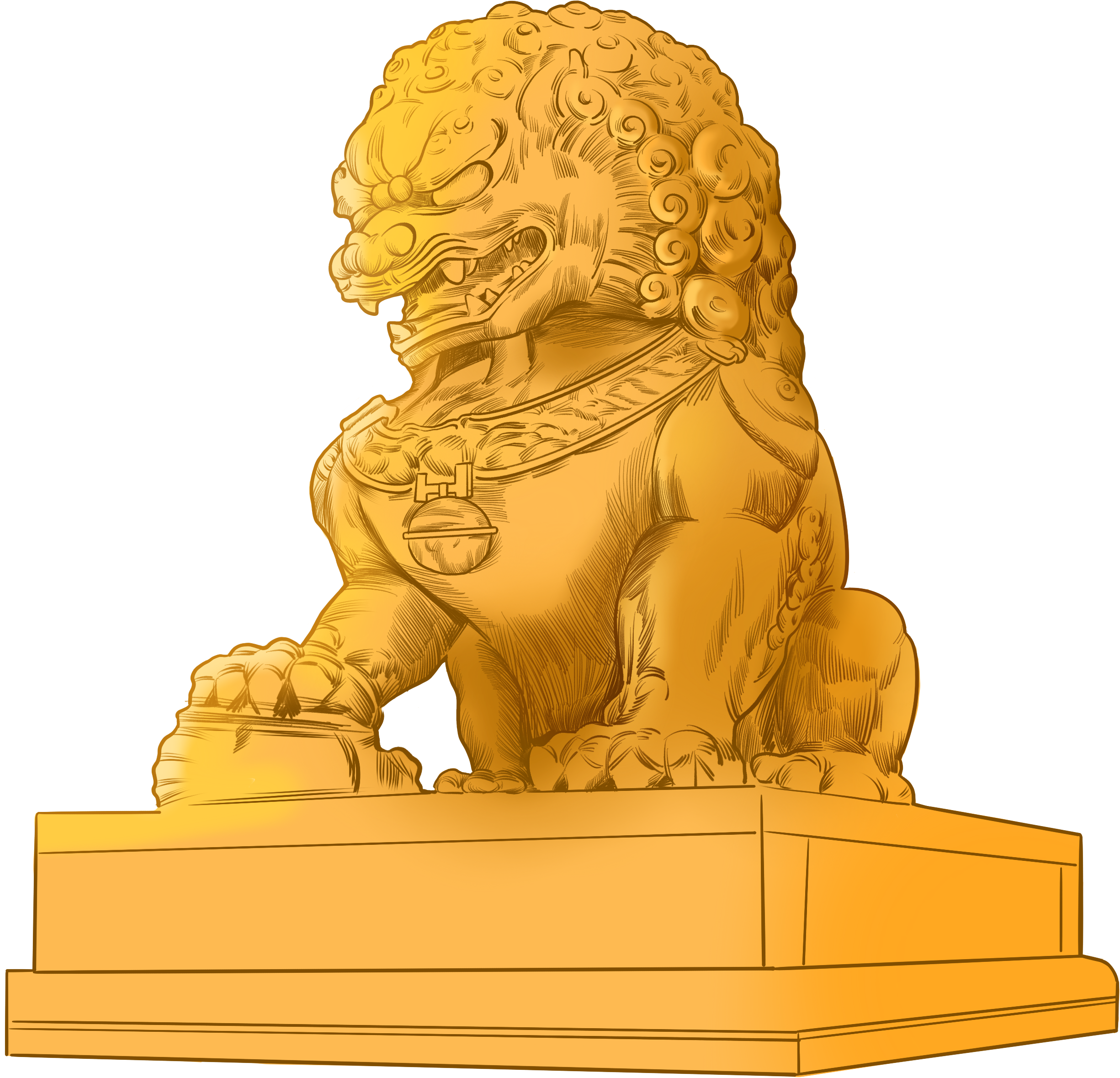 金色石狮子
