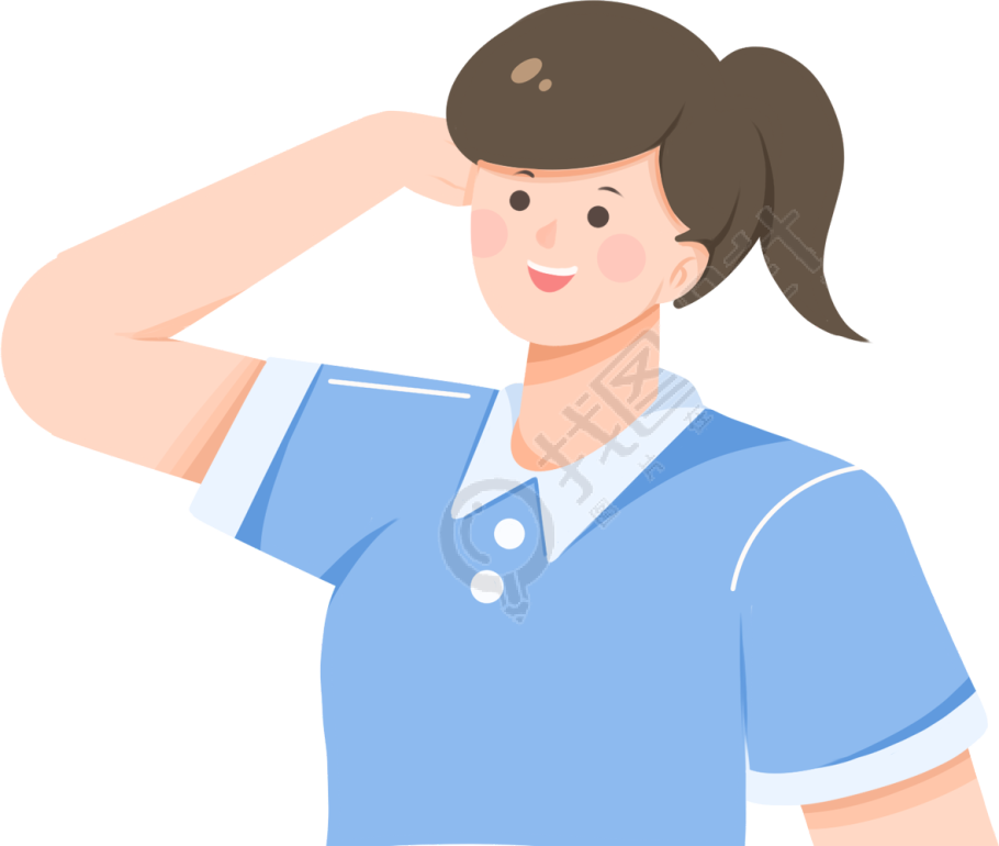 敬礼马尾女生
