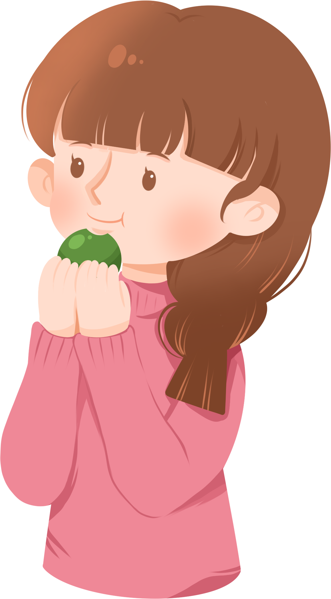 吃青团的女生