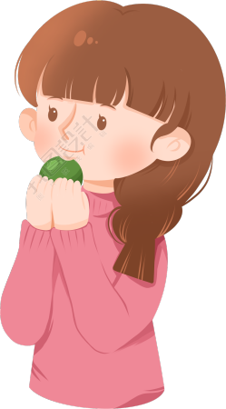 吃青团的女生