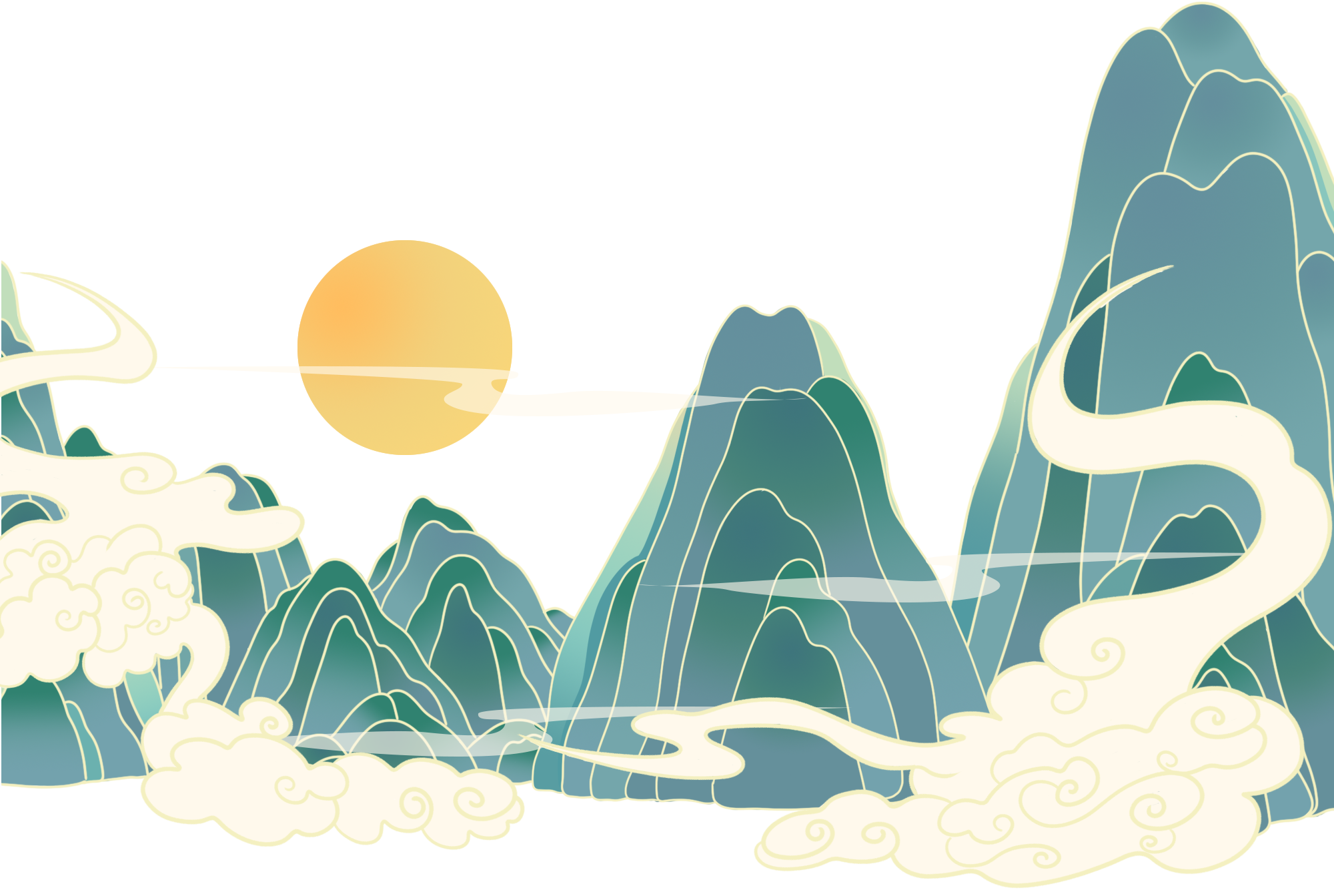 国潮山水插画如何画？